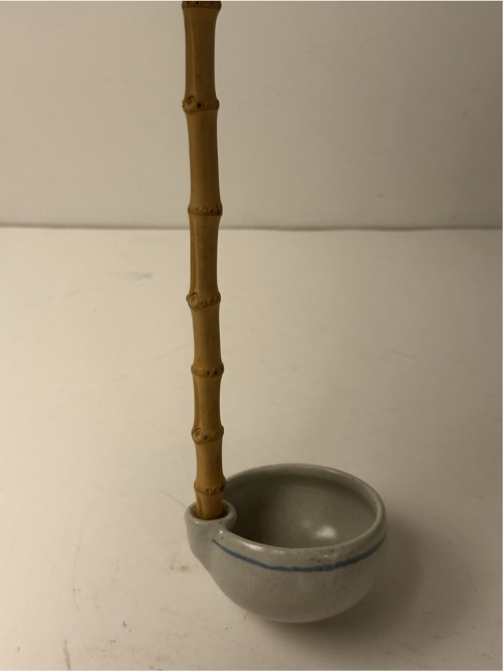 Vintage Japanese Ceramic Water Ladle Hishaku Bamboo Handle Tea Ceremony Studio P